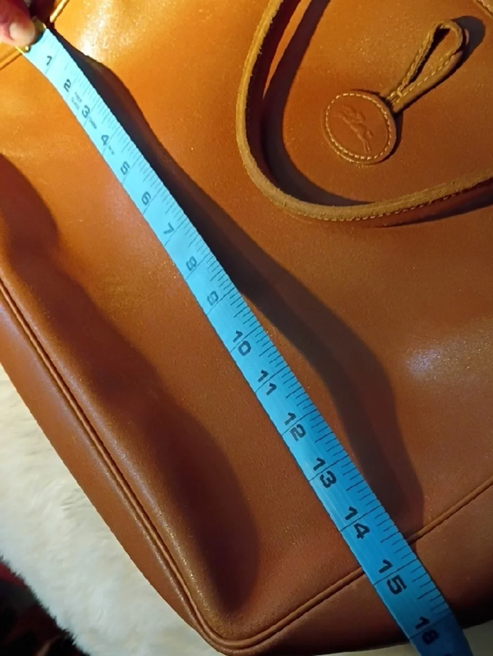 Longchamp Cognac Leather Tote with Gold Toggle - Picture 7 of 10